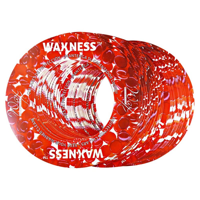 wax necessities Waxness Waxing Multi-fit Protection Collars 50 Pack Red Fits Most 14 to 16 Ounces Tins and Pots - Image 1